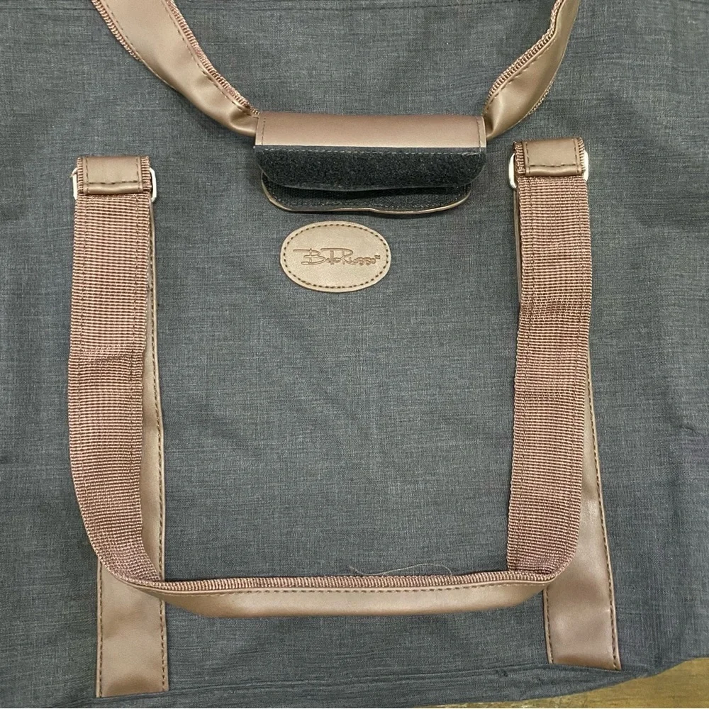 Bella Russo unisex large messenger / duffel bag for carryon gray with tan trim